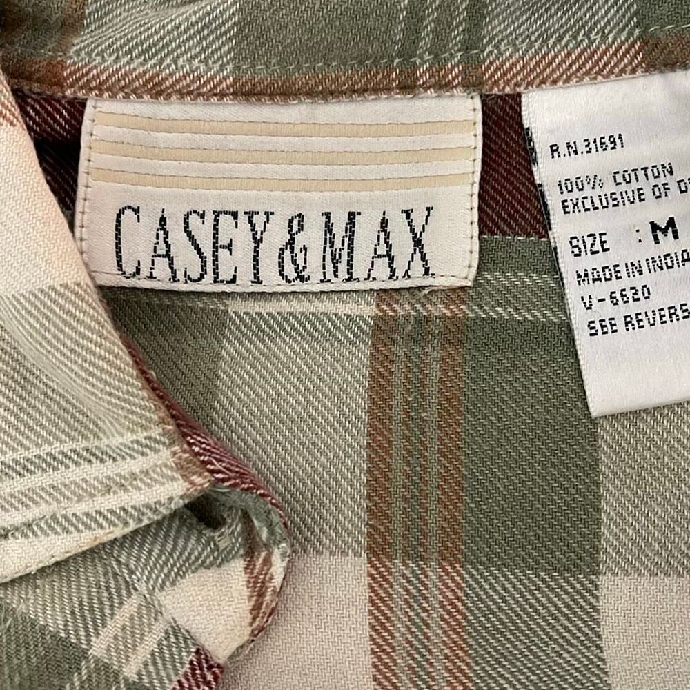 Casey & Max Vintage Flannel Plaid Flower Embroidered Button Up Shirt/Top size Me - Picture 9 of 12
